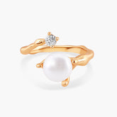 SOLAR ECLIPSE PEARL TWIST RING WITH DIAMOND ACCENT